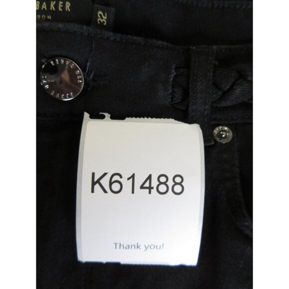 Ted Baker Jeans 32 Straight Denim Stretch Pants Braided Waist Belt - Picture 11 of 11